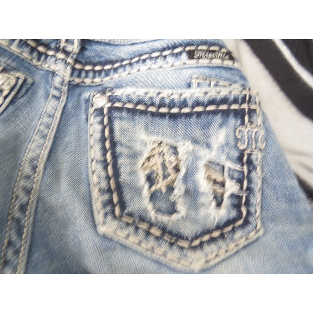 Miss Me Y2K Low Rise Distressed Bootcut Bling Jeans  28 EUC *read - Picture 8 of 15